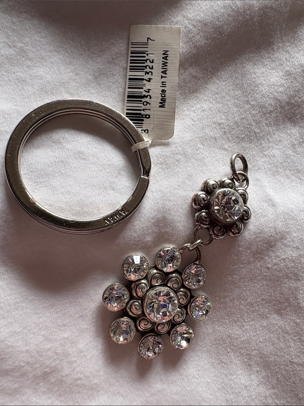Brighton Silver Plated - Crystal Flower Key Fob or Pendant